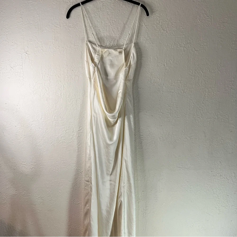 The A&F Julia Slip Cowl Back Bow Maxi Dress in Pearl White